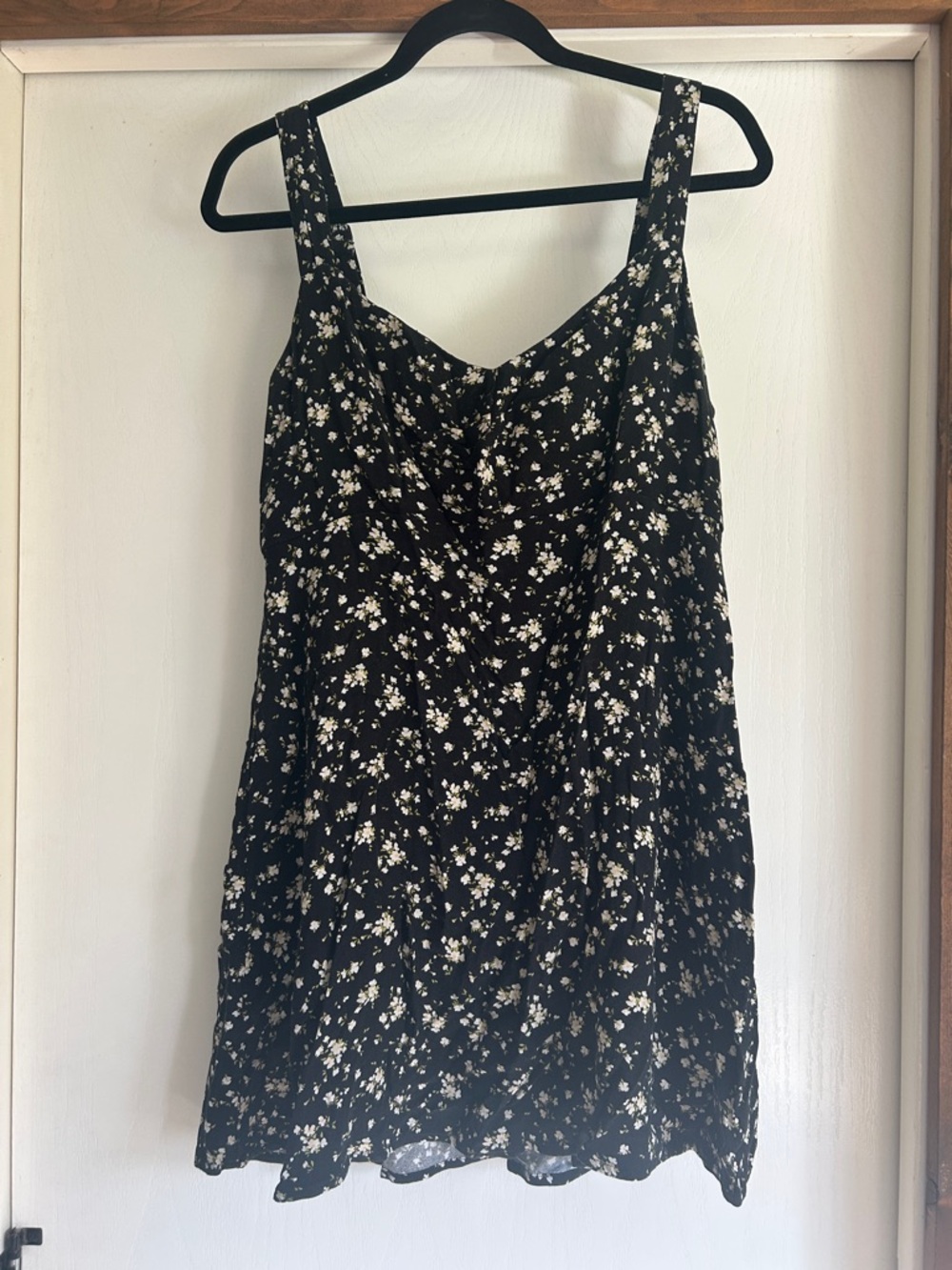 Old Navy Black Floral Camisole Dress with Cream Flowers
